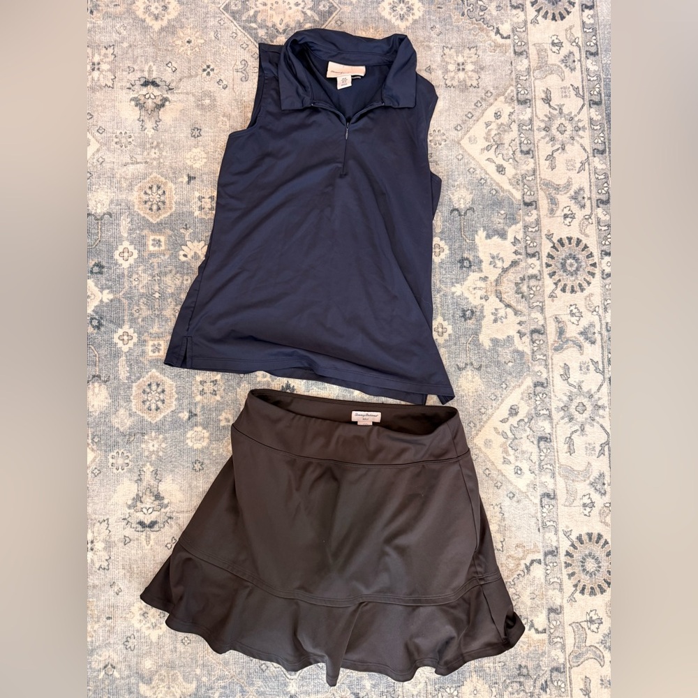 Tommy Bahama Black golf Skirt & golf shirt